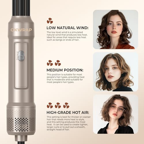 Image of 6 in ONE Blow Dryer Brush,Air Curling Iron Round Brush Blow Dryer 800W,Ionic Hair Dryer Brush for Women, Hot Air Brush Hair Styling Tools 100-120V