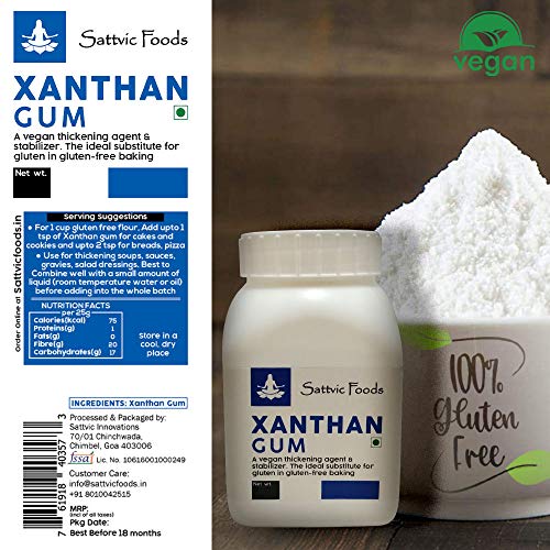 Image of Sattvic Foods Xanthan Gum (350 g) | Gluten-Free Stabilizer, Emulsifier & Vegan Thickener | NON-GMO & Keto-Friendly | Essential in Gluten-Free Baking, Use in Gravies, Sauces, Salad Dressings