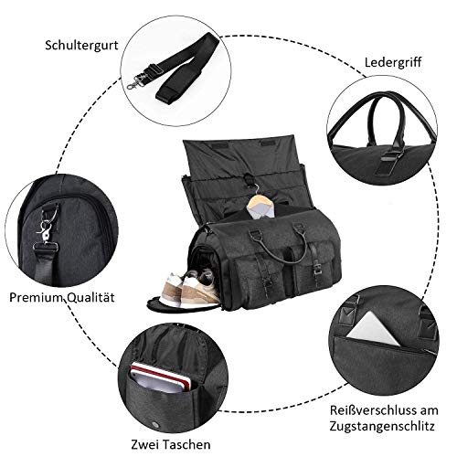 Convertible Travel Garment Bag,Carry on Garment Duffel Bag for Men Women - 2 in 1 Hanging Suitcase Suit Business Travel Bag