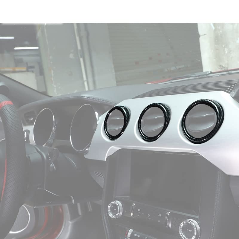 ABS samochodowy centralny klimatyzator osłona wentylacyjna wykończenia naklejka dekoracja pasuje do Ford Mustang 2015-2022 akcesoria do wnętrza samochodu (nazwa koloru: włókno węglowe)