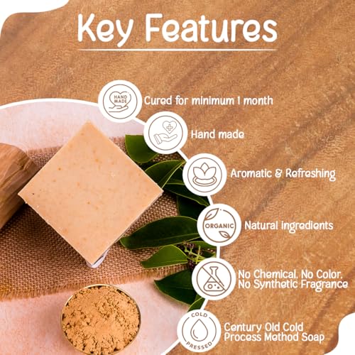 Image of Hand made Solid Premium Sandalwood soap, Luxury Sandalwood soap bar, Cold process natural organic soap - (100 grams)
