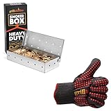 Grillaholics Stainless Steel Smoker Box & Heat Resistant Grill Gloves Bundle