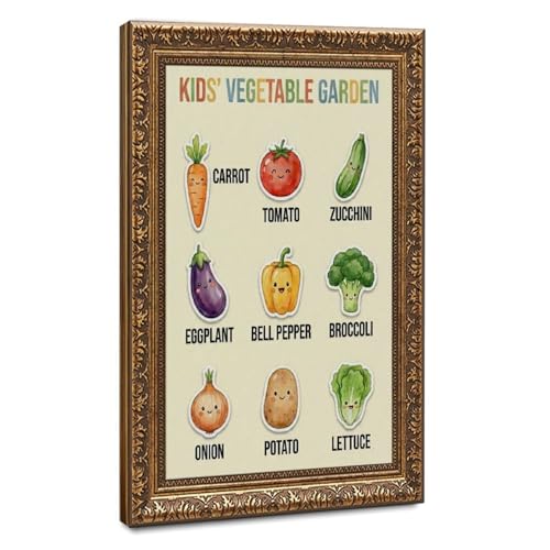 Poster aquarelle jardin potager toile décoration bohème chambre enfant et bureau