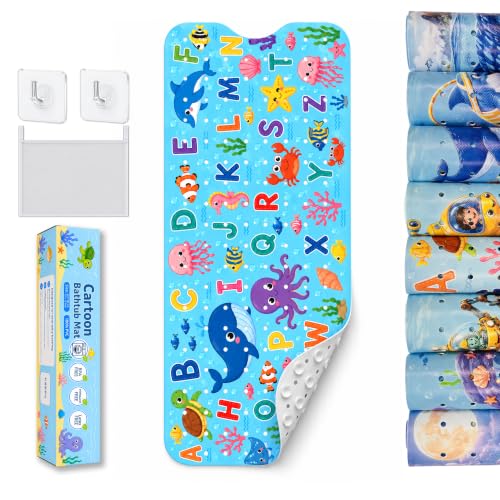 BEEHOMEE Kids Bath Mat for Tub, Non-Slip Toddler Bathtub Mat, 35 x 15 in