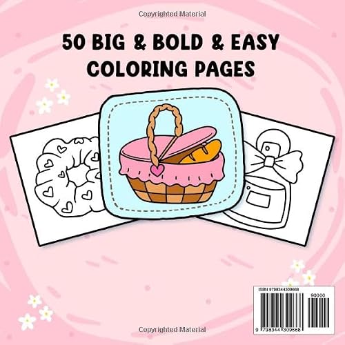 Girl Cute Things Bold and Easy Coloring Book: Cozy Illustrations for Adults and Teens, Simple and Big Designs with Lovely Things for Relaxation – vue 2