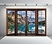 BELECO 7x5ft Fabric Vintage Wooden Window Scenery Backdrop Mountain Lake Backdrop Banff National Park Moraine Lake Canadian Rocky Mountains Background Home Decor Photo Booth Shoot Studio Props