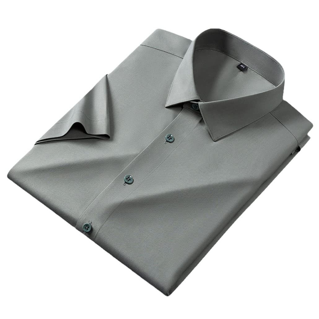 Camicie da uomo in seta elasticizzata Camicie a maniche corte da lavoro per camicie estive Top da uomo senza tasca frontale, F3023, L