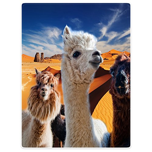 TSlook Super Soft Warm Blankets Sofa Bed Throw Funny Alpacas Desert Blue Sky