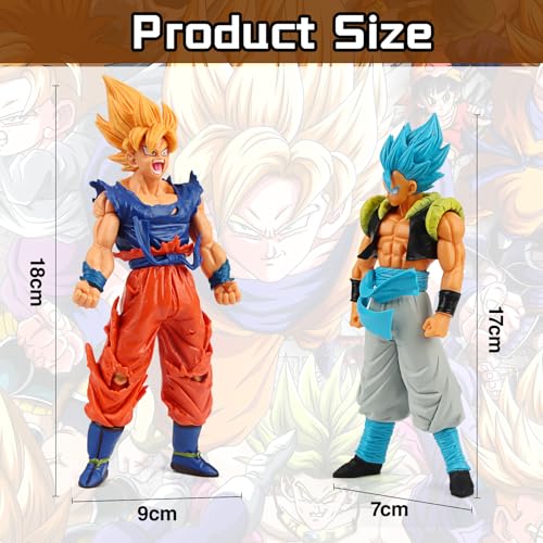 2 Stücke Go-ku Figuren 18cm Go-ku Anime Figur Statue, Super Saiyajin Actionfiguren, Super Blue Go-ku Anime-Spielzeugfigur Sammlerstück-Figur, Desktop Dekorationen für Kinder Geburtstag Geschenk