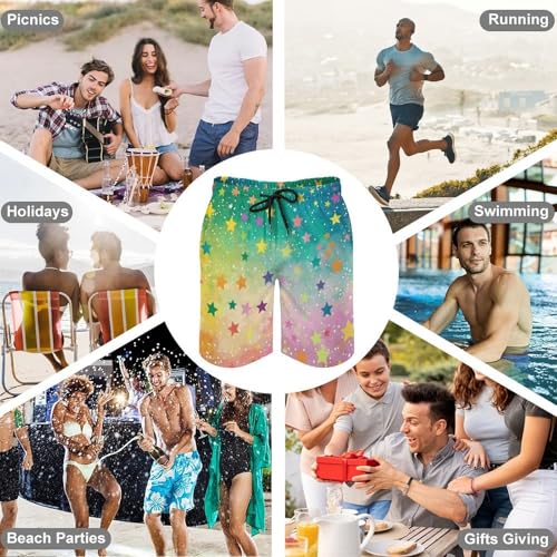 Men's Swim Trunks Quick Dry Board Shorts with Pockets Beach Shorts Color Stars Bathing Suits for Men4