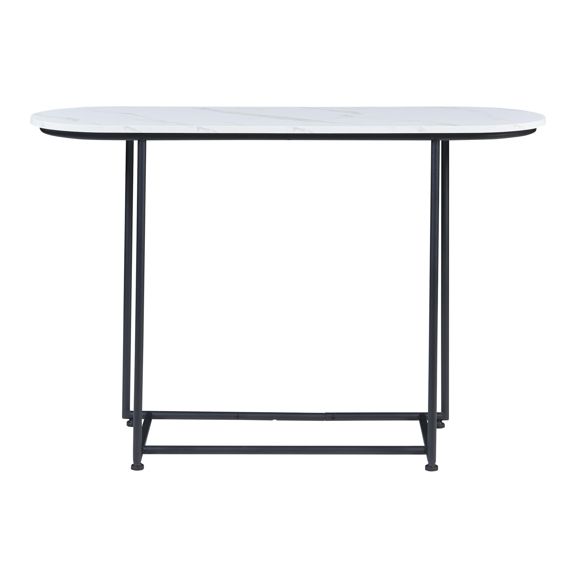 [en.casa] Mesa Consola Nordfron Mueble Recibidor Ovalada Mesa Auxiliar para Salón Pasillo Entrada Dormitorio Estructura Metálica 120 x 40 x 75 cm - Efecto mármol Blanco