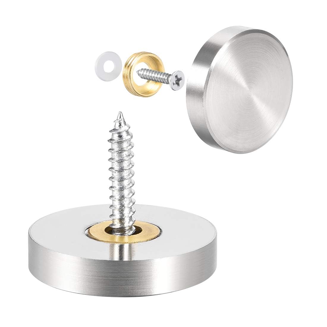 TOP-VIGOR 8Pcs Mirror Screws, 25mm Mirror Screws Cap Nail with Washers
