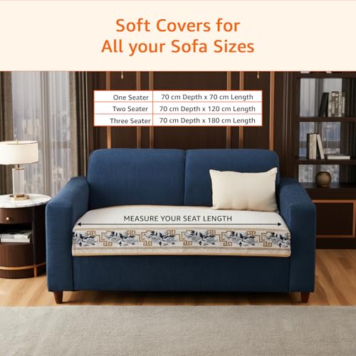 Image of Amazon Basics Jacquard Sofa Cover for Two Seater, Smooth Plain Weave, Non-Slip Sofa Pad, 70x120 cm, Soft Silicone Grip Dots, 100% Polyester, Machine Washable - Grey
