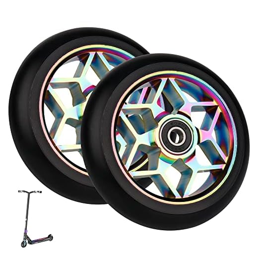 Jooheli Paire de Roues de Trottinette,Roues de Trottinette 110 mm 88A avec Roulements ABEC 9,Roues Compatible avec Land Surfer/Prodigy/Apollo (Coloré)