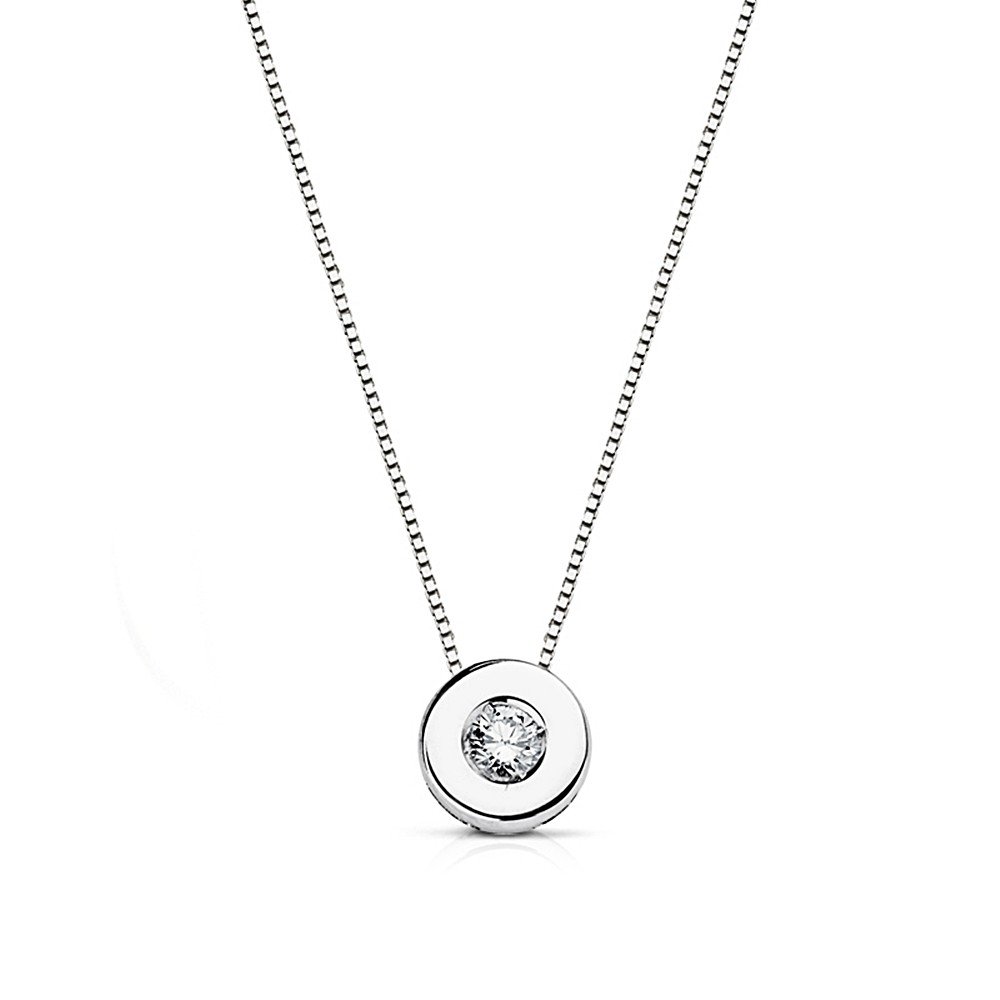 Colgante gargantilla oro blanco 18k 41.5cm diamante 0.065ct [AA7292]