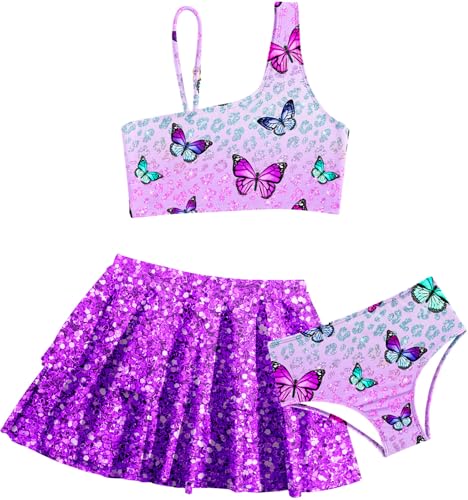 Image of RAISEVERN Girls Swimsuit 3 Piece Bathing Suits Cute Swimwear for 5-12 Years