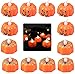 Produktbild Kürbis Teelichter,12er Pack Orange LED Halloween Kürbis Lichter Flammenlose Kerzen Batteriebetriebenes 3D Licht für Halloween Festival Party Dekoration Warmweiß