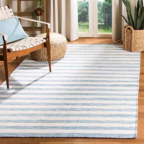SAFAVIEH Dhurries Collection 6' x 9' Blue/Ivory DHU575B Handmade Flatweave