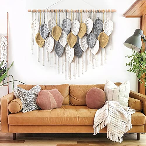 LOMOHOO Macrame Wall Hanging,Boho Home Decor,Bohemian Woven Decoration for Bedroom Living Room Apartment Dorm Gallery Perfect Handmade Gift Ideas 39" W x 30.7" L - Image 3