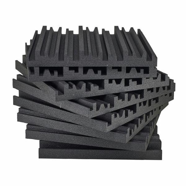 Akustischer Diffusor Skyline QRD, expandiertes Polystyrol EPS, 60 x 60 x 7 cm, Set mit 2 Paneelen, Weiß/Schwarz, zur akustischen Optimierung der Umwelt (schwarz)