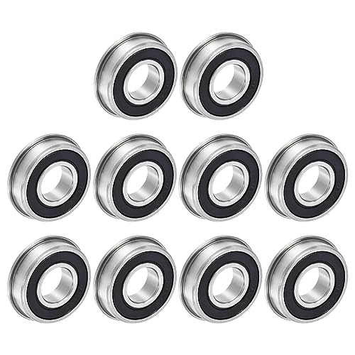 QUARKZMAN 10 Stück FR8-2RS Flanschkugellager 1/2 x 1-1/8 x 5/16 Doppelsiegel Chrom Stahl Flansch Lager für DIY, Werkzeugmaschinen, 3D Drucker