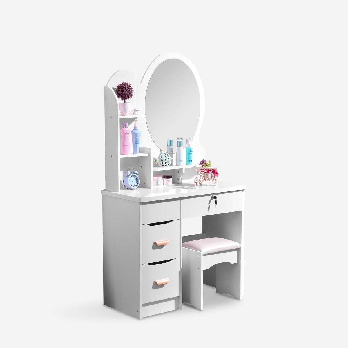Produce Shop Mobile postazione Trucco Specchio Rotondo Sgabello Camera da Letto Babette