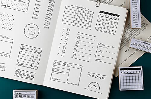 Tosnail 18 Pieces Bullet Journal Stamps, Decorative Rubber Stamp Set, Calendar Planner Stamps Wooden Stamps Bujo Stencils For To Do List, Tasks, Diary, Planner, Letters, Scrapbook, Cards, Crafts #TOP6