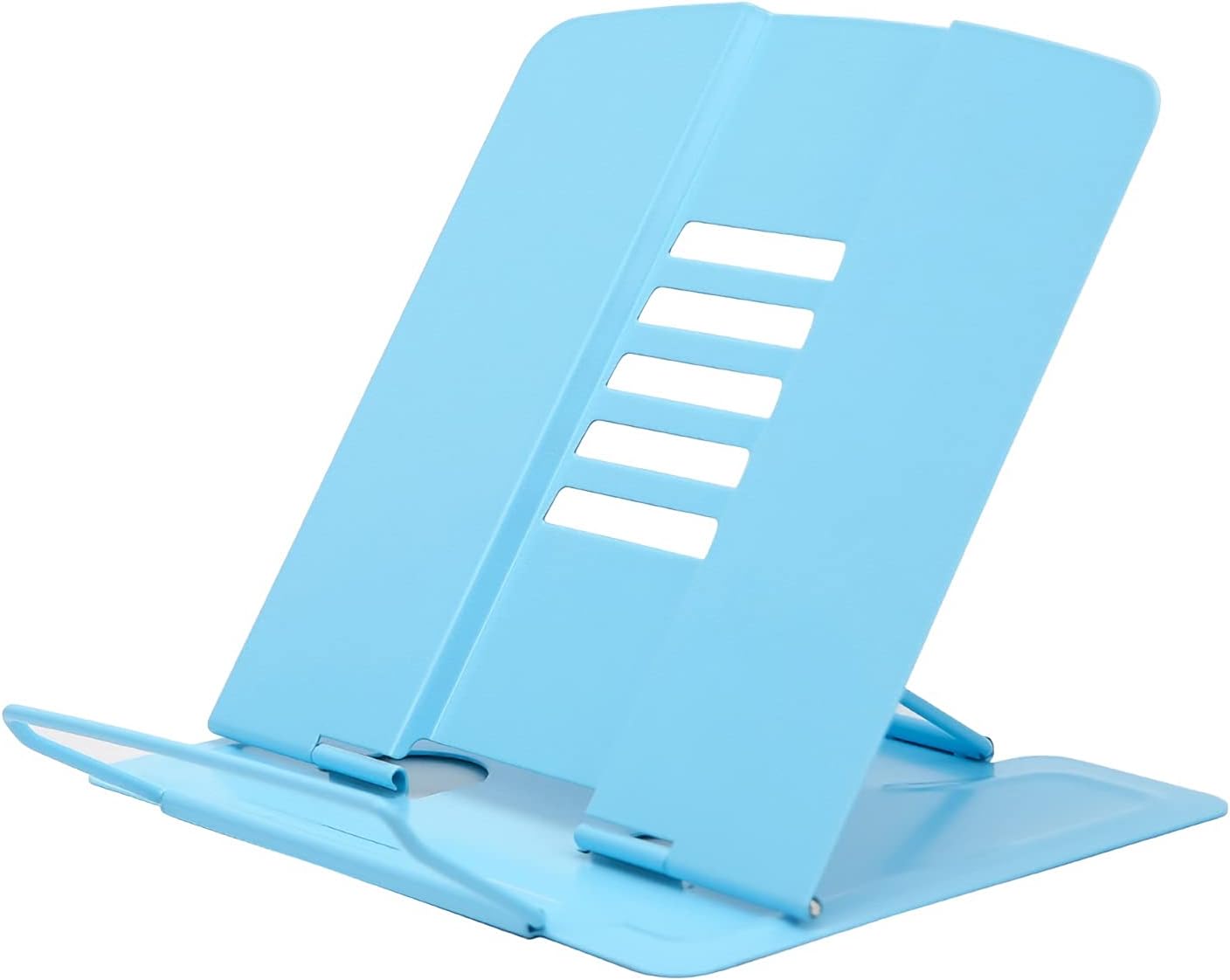 Book Stands and Holders for Reading Metal Portable Book Stand, Textbook Cookbook Tablet Stands Holders, 8 x 7 x 8 inch Reading Stand Adjustable Height Book Stands for Kitchen and Office (Blue )