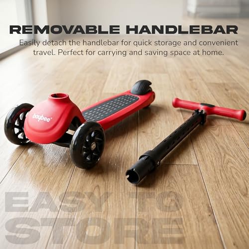 Image of Baybee Zyro Kick Scooter for Kids | 3 Wheel Kids Scooter with 3 Height Adjustable & LED Lights | Skate Scooters with Music & Foot Brake | Indoor Outdoor Toddler Scooters for 2 to 10 Years (Red)