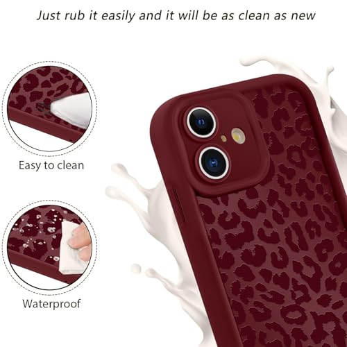 lioscre Cute Cheetah Print Phone Case for iPhone 16 Case 6.1", Aesthetic Burgundy Wine Red Leopard Pattern Design Cover Shockproof Soft Slim TPU Full Camera Lens Protective Funda for Women Girls by lioscre - Image 7