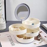 3. Multi-layer storage: The 4-layer rotating storage design saves space and can store more items in an orderly and effective manner, such as earrings, rings, necklaces, bracelets, lipsticks, cosmetics, car keys or other small items