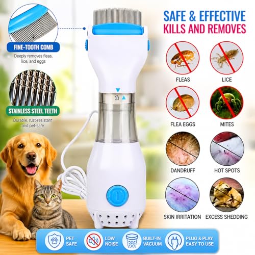 Image of Electric Head Lice Comb, Chemical Free Lice Removal Machine with Suction, Reusable Lice & Nits Vacuum Comb for Kids & Adults, Safe Gentle Hair Cleaning Tool, Portable Anti Lice Device