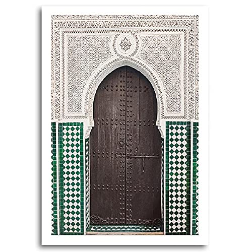 Toile murale marocaine vert crème transforme vos murs vides en déco bohème