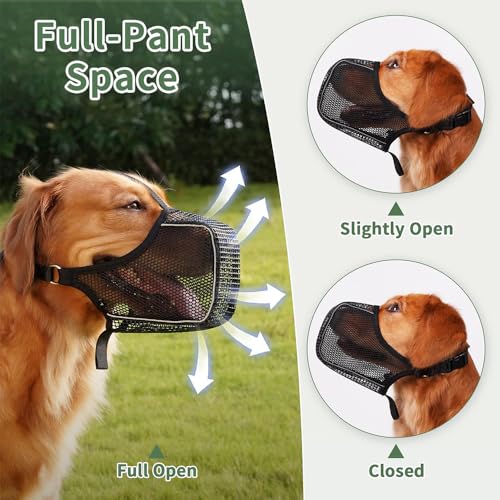 Xfsrg Museruola Cane Taglia Media Antiabbaio Comoda E Traspirante Per Passeggiate E Visite Veterinarie (Nero, L) - 3