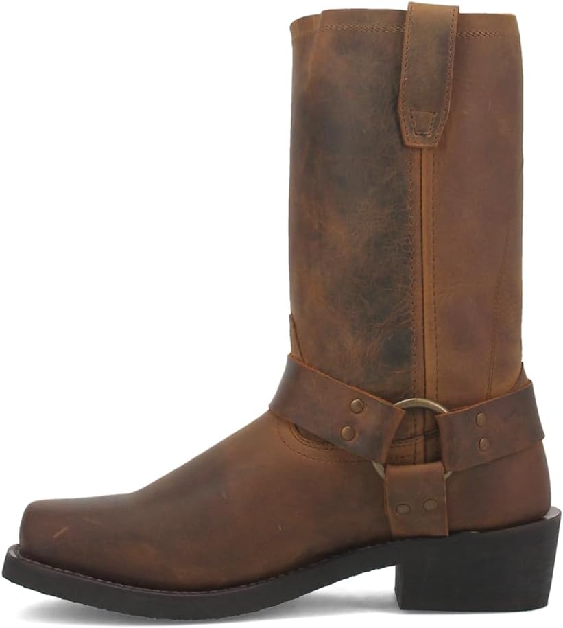 Dingo Mens Dean Harness Square Toe Pull On Motorcycle Casual Boots Mid Calf - Black