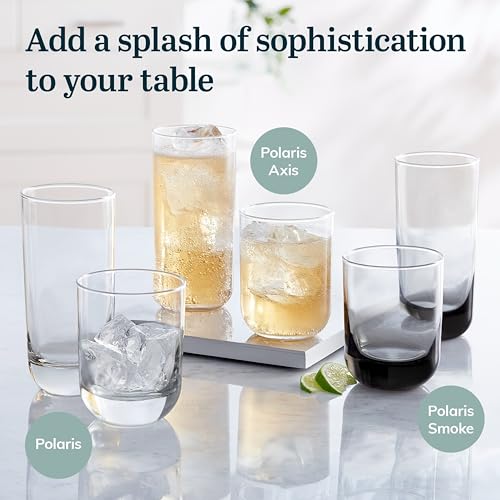Libbey-Polaris-Tumbler-and-Rocks-Glass-Set-Smoke-Hue-Drinkware-Glasses-Set-Lead-Free-Tall-Water-Glasses-with-Modern-Clean-Lines-Dishwasher-Safe-Drinking-Glasses-Set-of-16