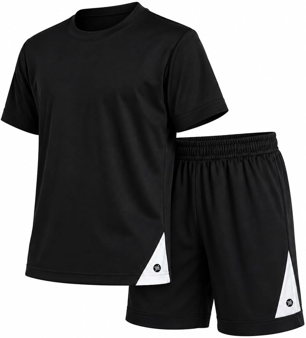 RBX Boys Short Set - 2 Piece Active Performance Short Sleeve Athletic Shirt and Basketball Shorts with Elastic Waistband