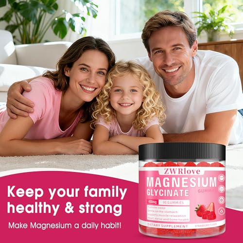 Magnesium Glycinate Gummies 400mg, Strawberry, Zinc, Sugar Free, 90 Count - image 7