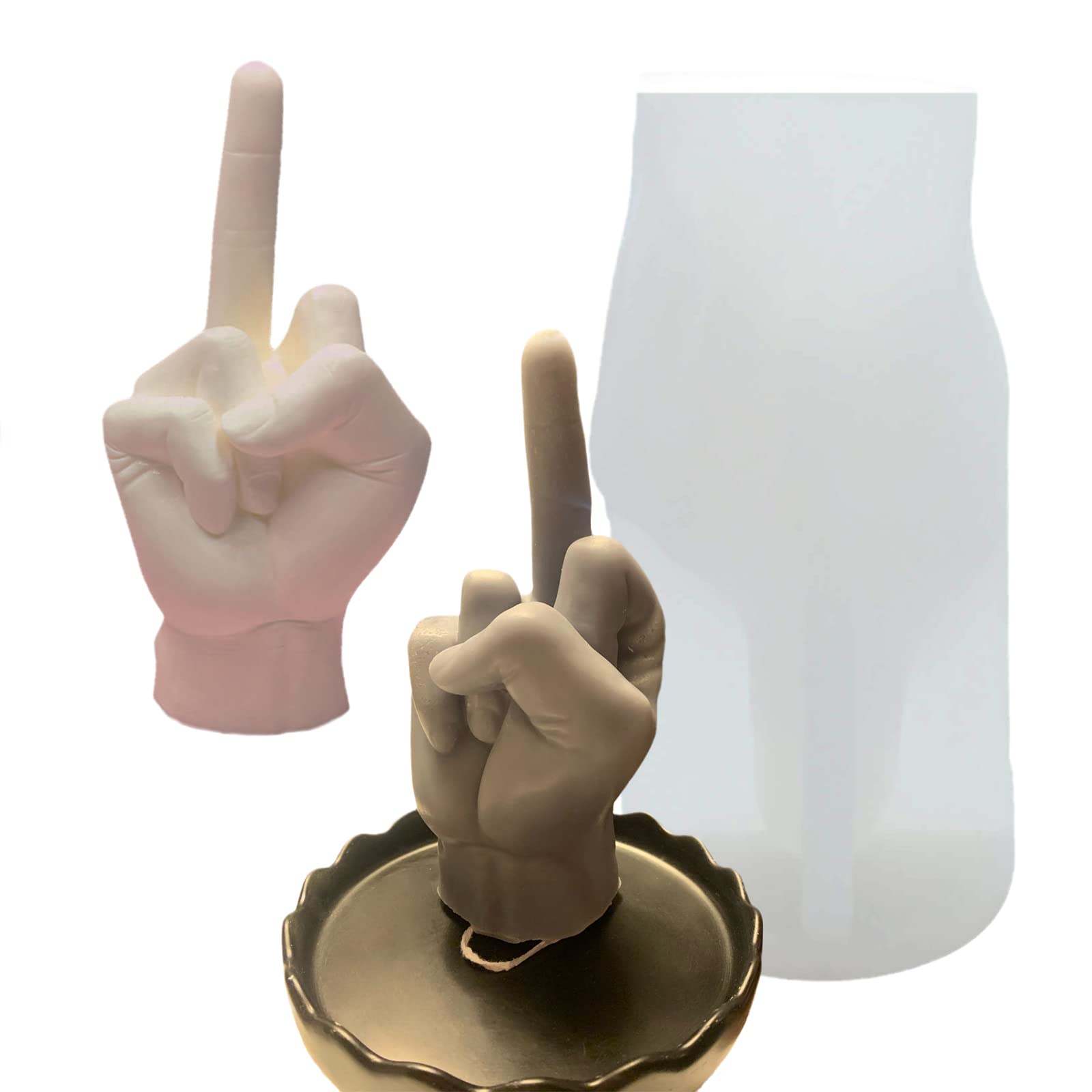 Grande stampo in silicone a forma di mano 3D, stampo per candela gesto da 17 cm, stampo per colata in resina a forma di dito medio 1:1 per fare candele e cuocere a sapone, cera e mousse gelato