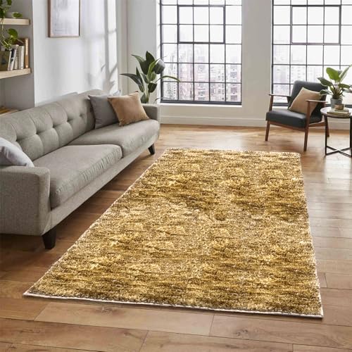 Image of Amazon Brand - Umi Hawai Microfiber Carpet Super Soft Non-Slip Washable Multipurpose Carpet Rug, Bedroom Floor for Home -Anti Gold, (4x6 Feet) Pack of 1