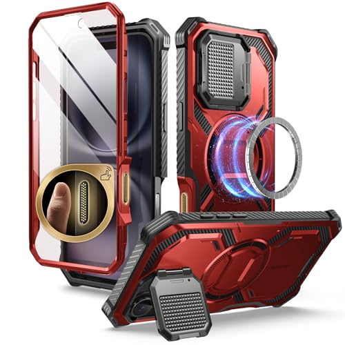 i-Blason Funda para iPhone 16 6.1 Inch 2024 [Armorbox] 360 Grados Carcasa con Protector de Pantalla Integrado y Botones de Control de Cámara Antigolpes Resistente Phone Case (Rojo)