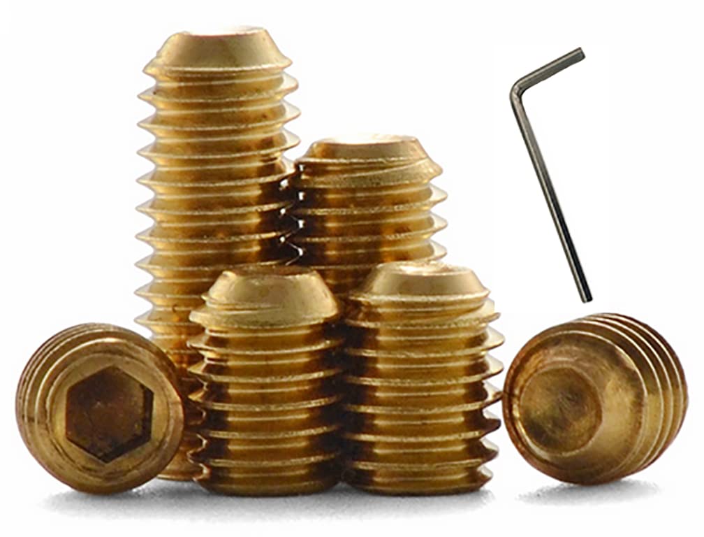 HSCRSTAR M8x10mm 10pcs Brass hex Socket Set Screw headness grub Screw Send Wrench 1pcs