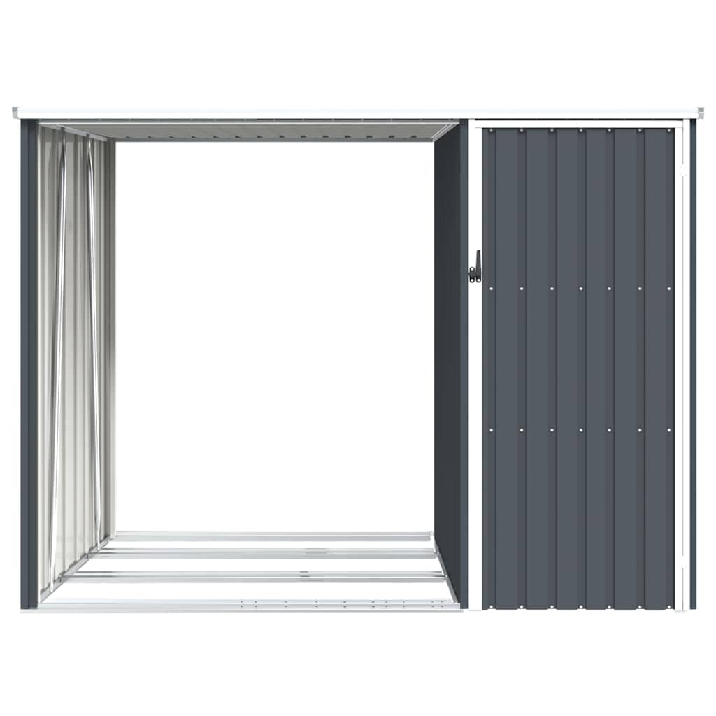 vidaXL Capanno per Legna Capanna Casetta per Esterni Struttura Protettiva Rispostiglio per Legname Antracite 245x98x159 cm in Acciaio Zincato