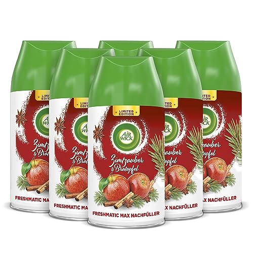 Air Wick Freshmatic Max Raumspray – Nachfüller für den Air Wick Freshmatic Max – Duft: Zimtzauber und Bratapfel – 6 x 250 ml Nachfüller