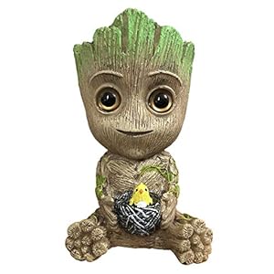 SLOCME Aquarium Air Bubbler Decorations – Resin Groot Crafts for Aquarium Fish Tank Decor,with Air Bubbler Stone for Aquarium