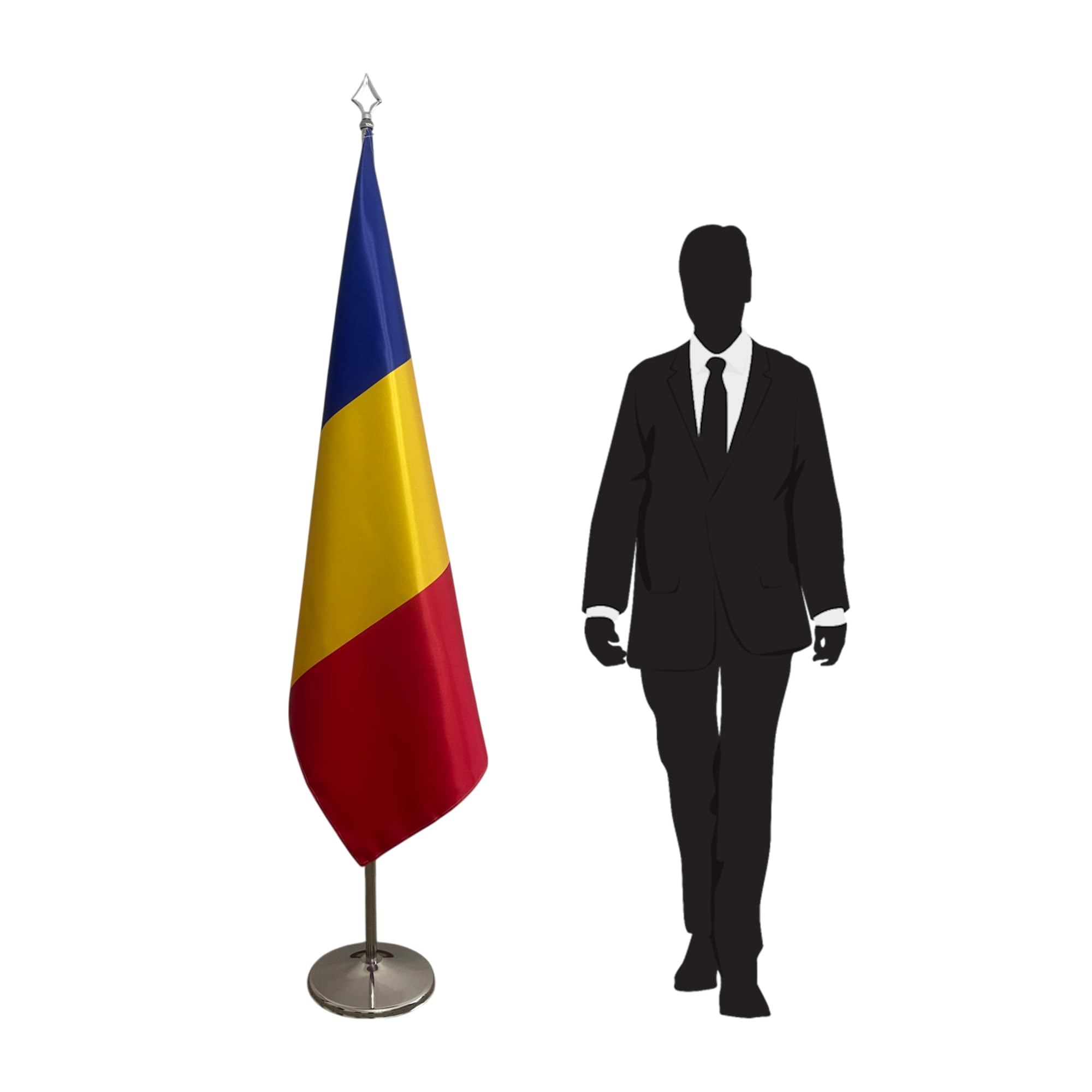 Drapeau Roumanie officiel stable et transportable sans outil avec hampe démontable CN2-RO-L
