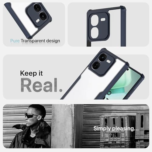 Image of Pikkme IQOO Z9x 5G Back Cover | Crystal Clear Transparent Back | Ultra Hyrbid | Full Camera Protection | Raised Edge | Bumper Back Case (Blue)