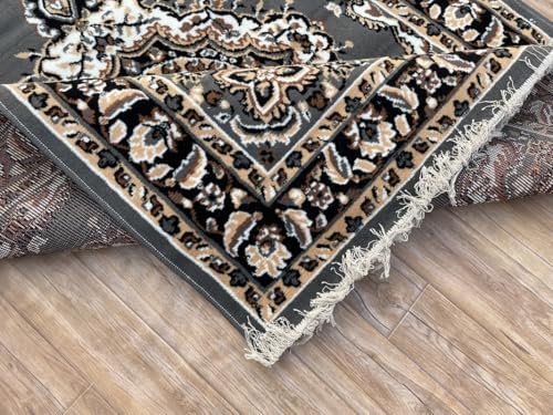 Image of TTC THREAD & TEXTURE CARPET Traditional Comfort: Power-Loomed Carpets for Living Room- Every Space Area Rug Color Grey Size 5x7 Feet (150x195cm)