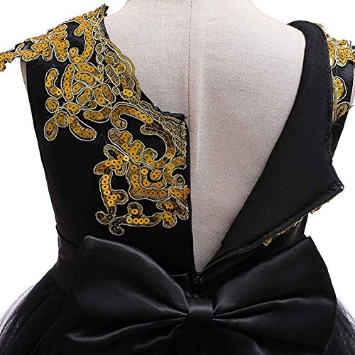 Odasdo Pageant Dresses For Girls Kids Baby Shiny Sequin Embroidery Sleeveless A-Line Tutu Princess Dress Flower Girl Wedding Bridesmaid Birthday Party Baptism Evening Formal Occasion Gown Black 5-6T #TOP3