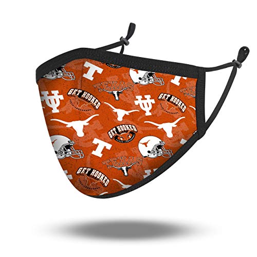 Fabrique Innovations NCAA Texas Longhorns, 100% Cotton, Double Layer, Washable & Reusable, Non-Medical Face Mask